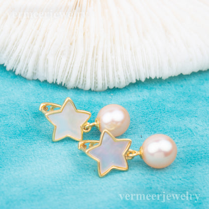 e010769 S925 pearl earring 925 sterling silver DIY 7-8mm Natural Freshwater pearl stud earring for women