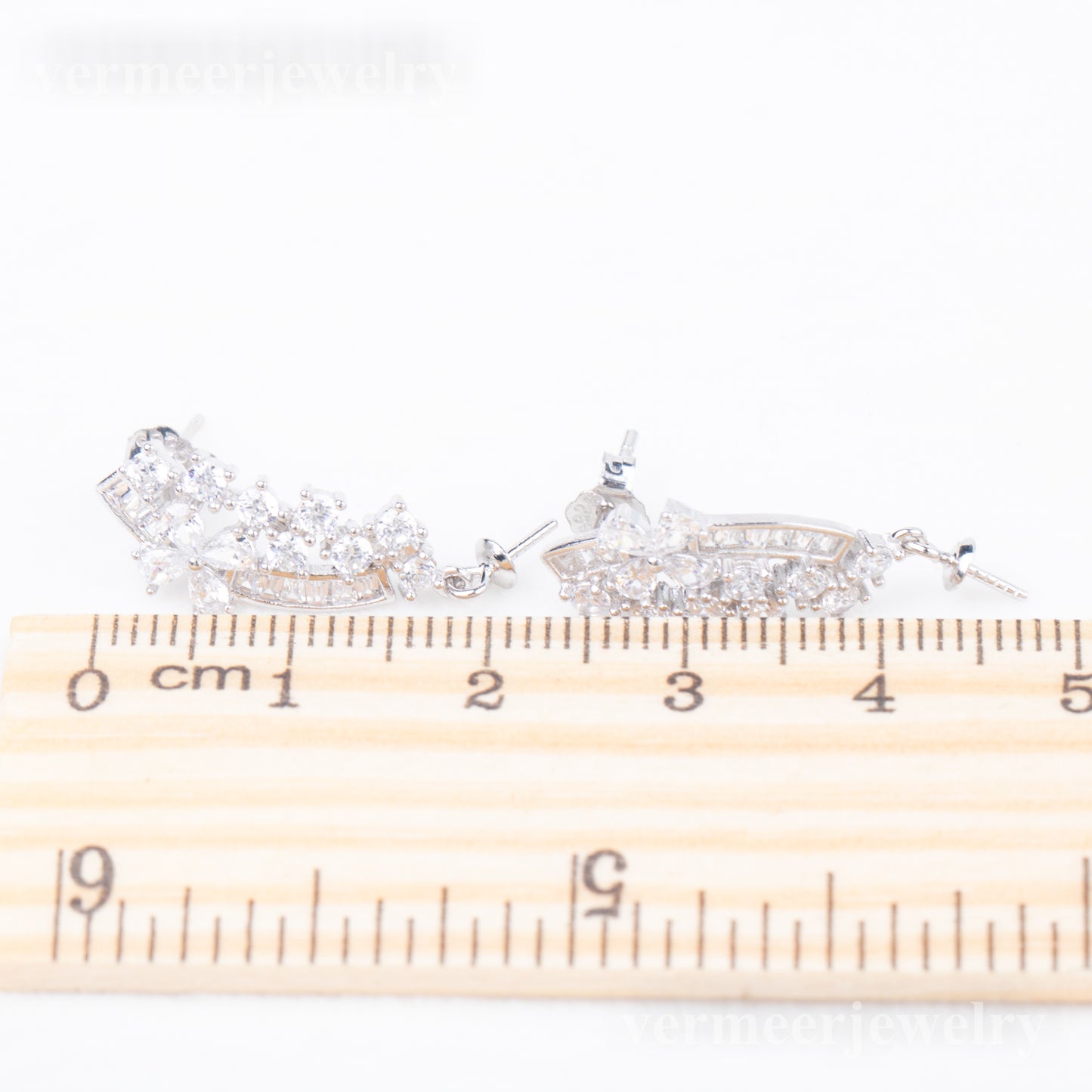 e010811 S925 pearl earring 925 sterling silver DIY 7-8mm Natural Freshwater pearl stud earring for women