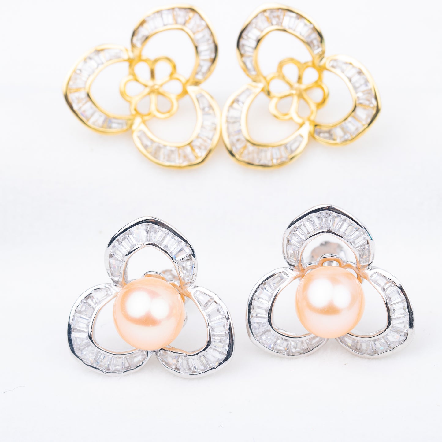 e010708 S925 pearl earring 925 sterling silver DIY 7-8mm Natural Freshwater pearl stud earring for women