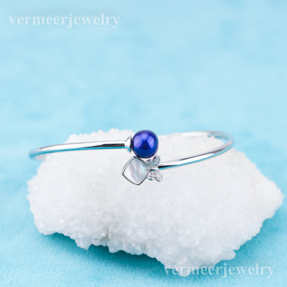 b010234  DIY 7-8mm Natural Freshwater pearl bracelet accessory 925 sterling silver adjustable chain bracelet for women