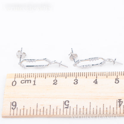 e010776 S925 pearl earring 925 sterling silver DIY 7-8mm Natural Freshwater pearl stud earring for women