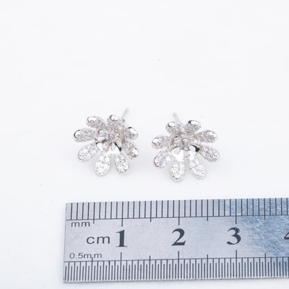 e010735 S925 pearl earring 925 sterling silver DIY 7-8mm Natural Freshwater pearl stud earring for women