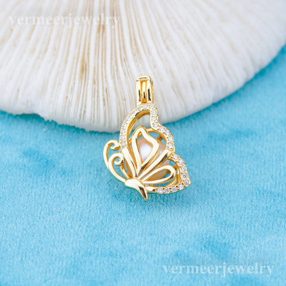 C030126 sterling silver Freshwater pearl cage pendant necklace jewelry locket for pearl party