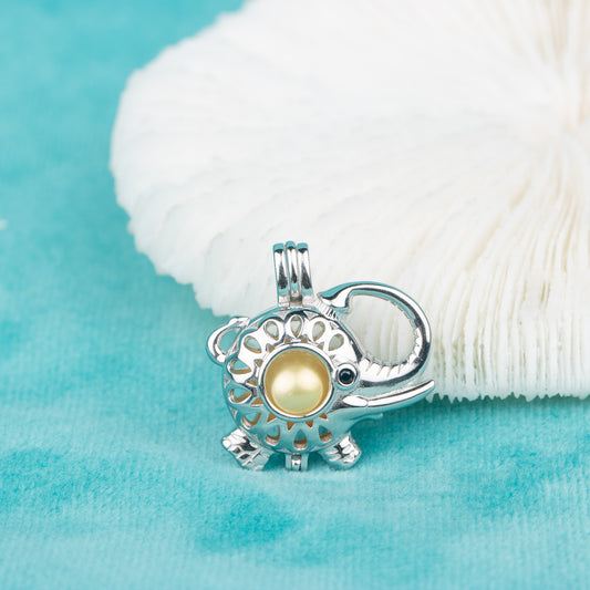 C030014 sterling silver elephant shape Freshwater pearl cage pendant necklace jewelry locket for pearl party