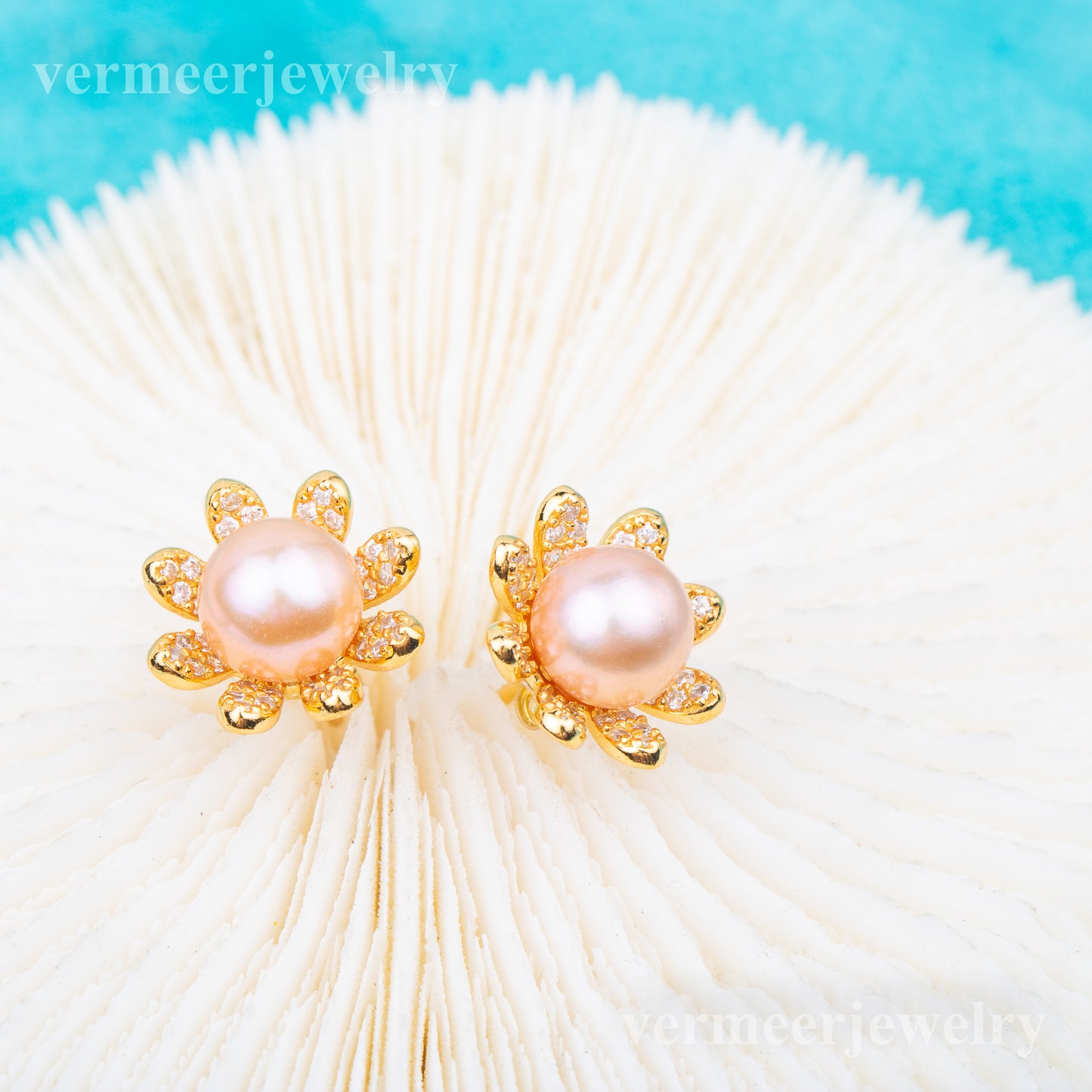 e010735 S925 pearl earring 925 sterling silver DIY 7-8mm Natural Freshwater pearl stud earring for women