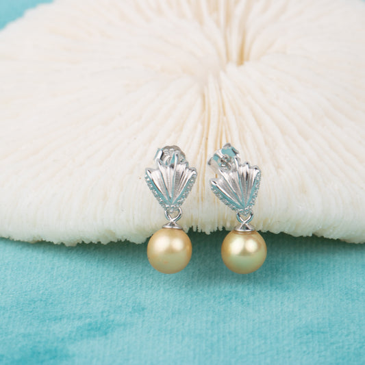 e010683 S925 pearl earring 925 sterling silver DIY 7-8mm Natural Freshwater pearl stud earring for women