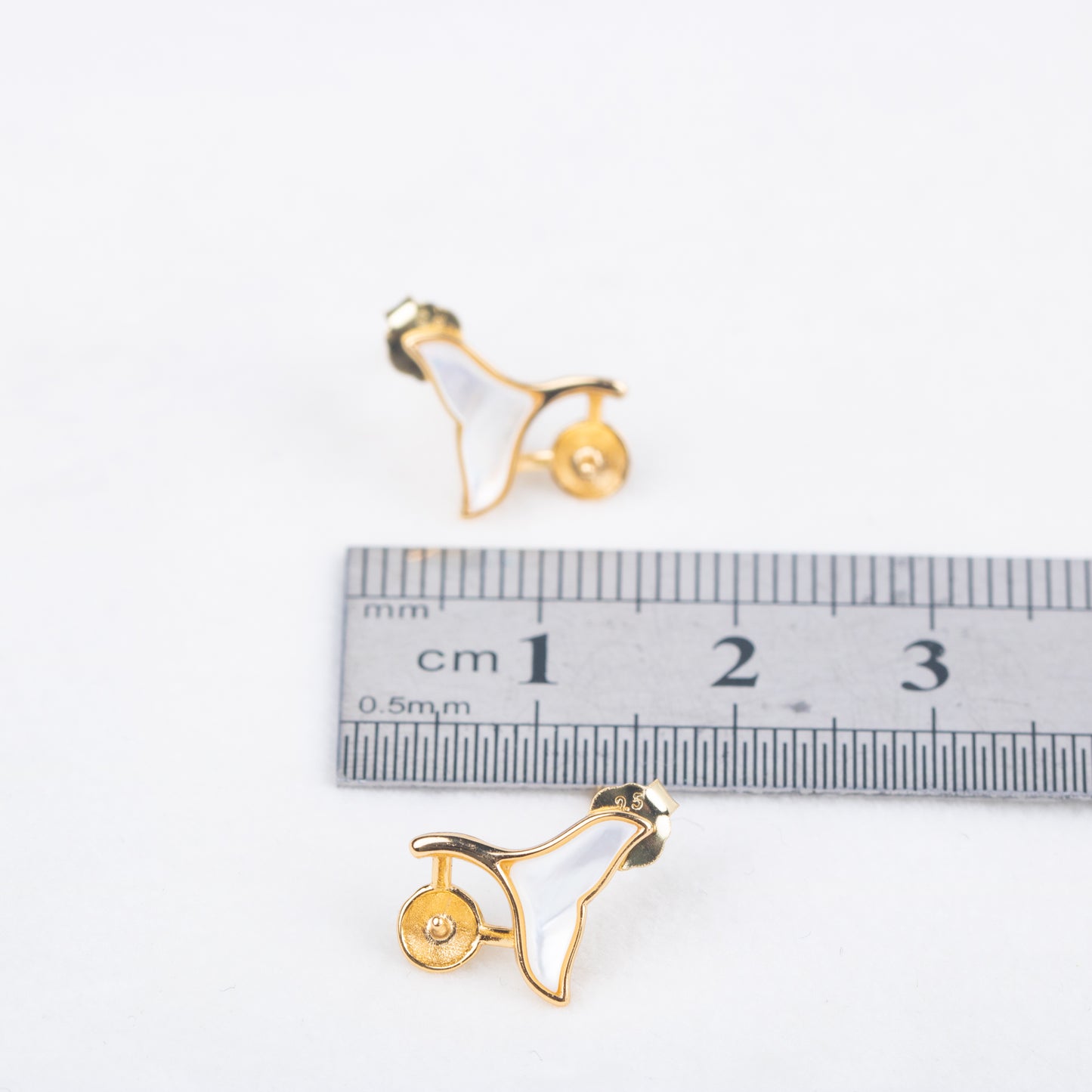 e010797 S925 pearl earring 925 sterling silver DIY 7-8mm Natural Freshwater pearl stud earring for women