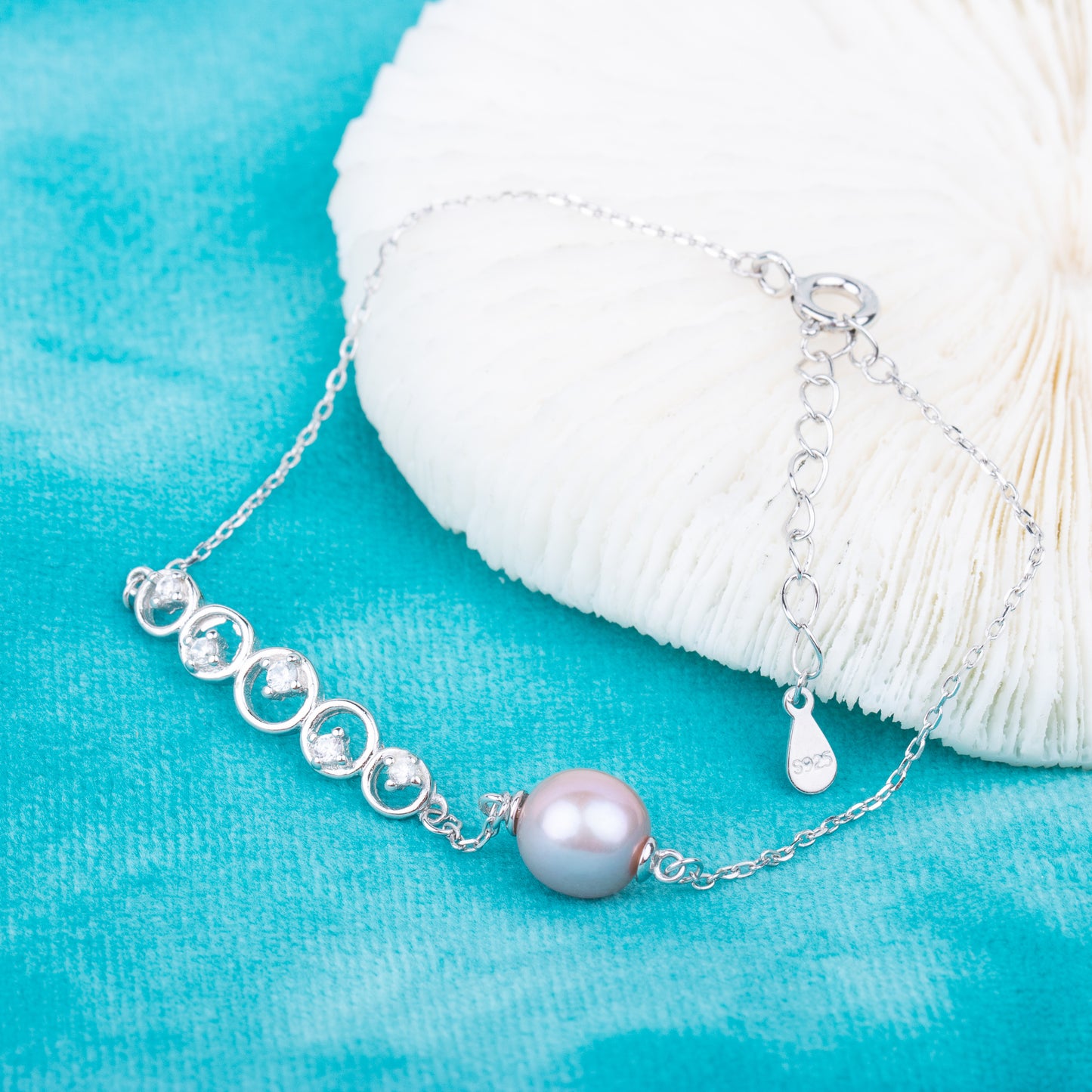 b010193 DIY 7-8mm Natural Freshwater pearl bracelet accessory 925 sterling silver adjustable chain bracelet for women