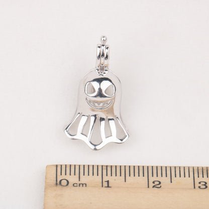 C030072 sterling silver ghost shape Freshwater pearl cage pendant necklace jewelry locket for pearl party