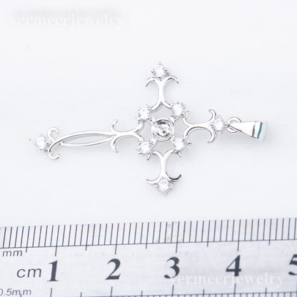 P010876 DIY 5-8mm Natural Freshwater pearl pendant 925 sterling silver cross shape necklace for women halloween jewelry