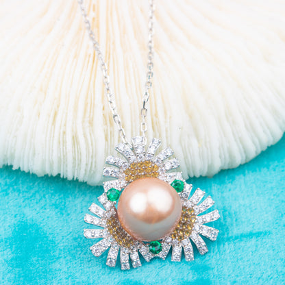 Pe010979 DIY 9-12mm Natural Freshwater pearl pendant accessory 925 sterling silver engagement jewelry necklace for women