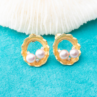 e010831 S925 pearl earring 925 sterling silver DIY 7-8mm Natural Freshwater pearl stud earring for women