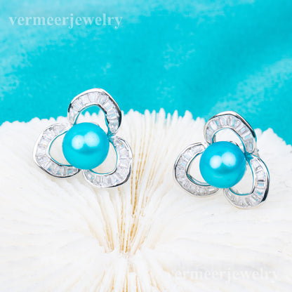 e010708 S925 pearl earring 925 sterling silver DIY 7-8mm Natural Freshwater pearl stud earring for women