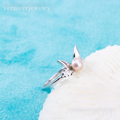 sr070883  DIY 4-5mm Natural Freshwater pearl Ring accessory 925 sterling silver Sized ring engagement jewelry ring for women
