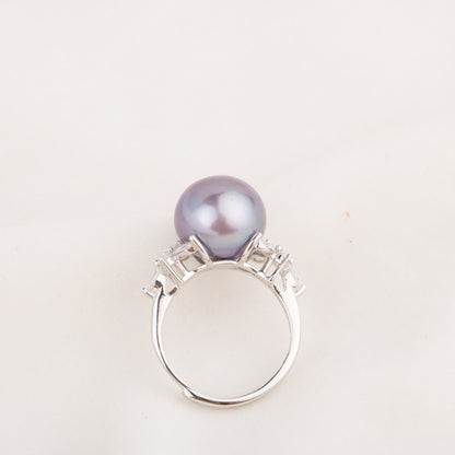 re010664 DIY 9-11mm Natural Freshwater pearl Ring accessory 925 sterling silver Adjustable size engagement ring for women
