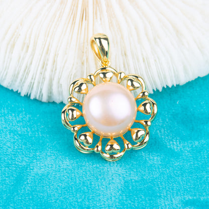 Pe01968  DIY 9-12mm Natural Freshwater pearl pendant accessory 925 sterling silver engagement jewelry necklace for women