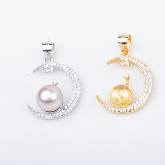 P010879 DIY 7-9mm Natural Freshwater pearl pendant accessory 925 sterling silver engagement jewelry necklace for women