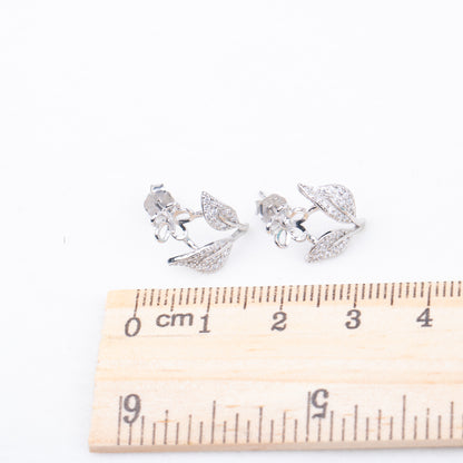 e010783 S925 pearl earring 925 sterling silver DIY 7-8mm Natural Freshwater pearl stud earring for women