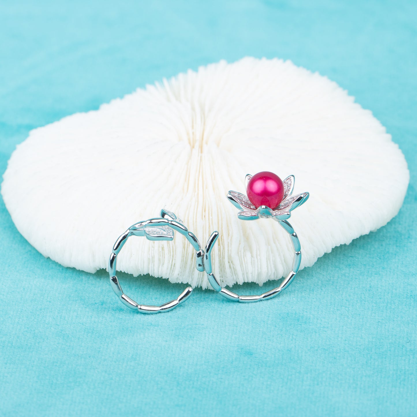 r030539 DIY 7-8mm Natural Freshwater pearl Ring accessory 925 sterling silver Adjustable size engagement jewelry ring for women