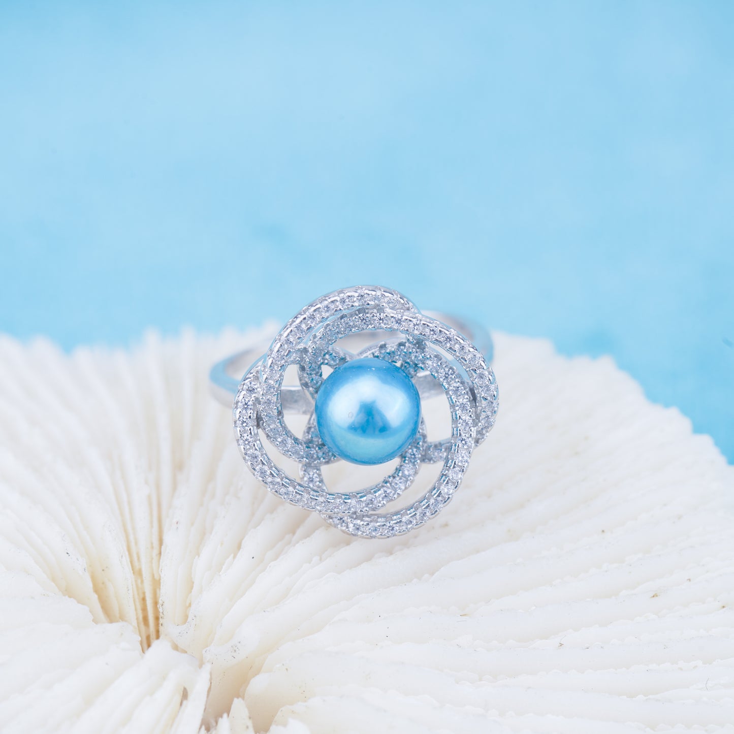 r010947 DIY 6-8mm Natural Freshwater pearl Ring accessory 925 sterling silver Adjustable size engagement jewelry ring for women