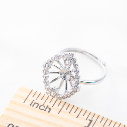 re010868 DIY 9-11mm Natural Freshwater pearl Ring accessory 925 sterling silver Adjustable size engagement ring for women