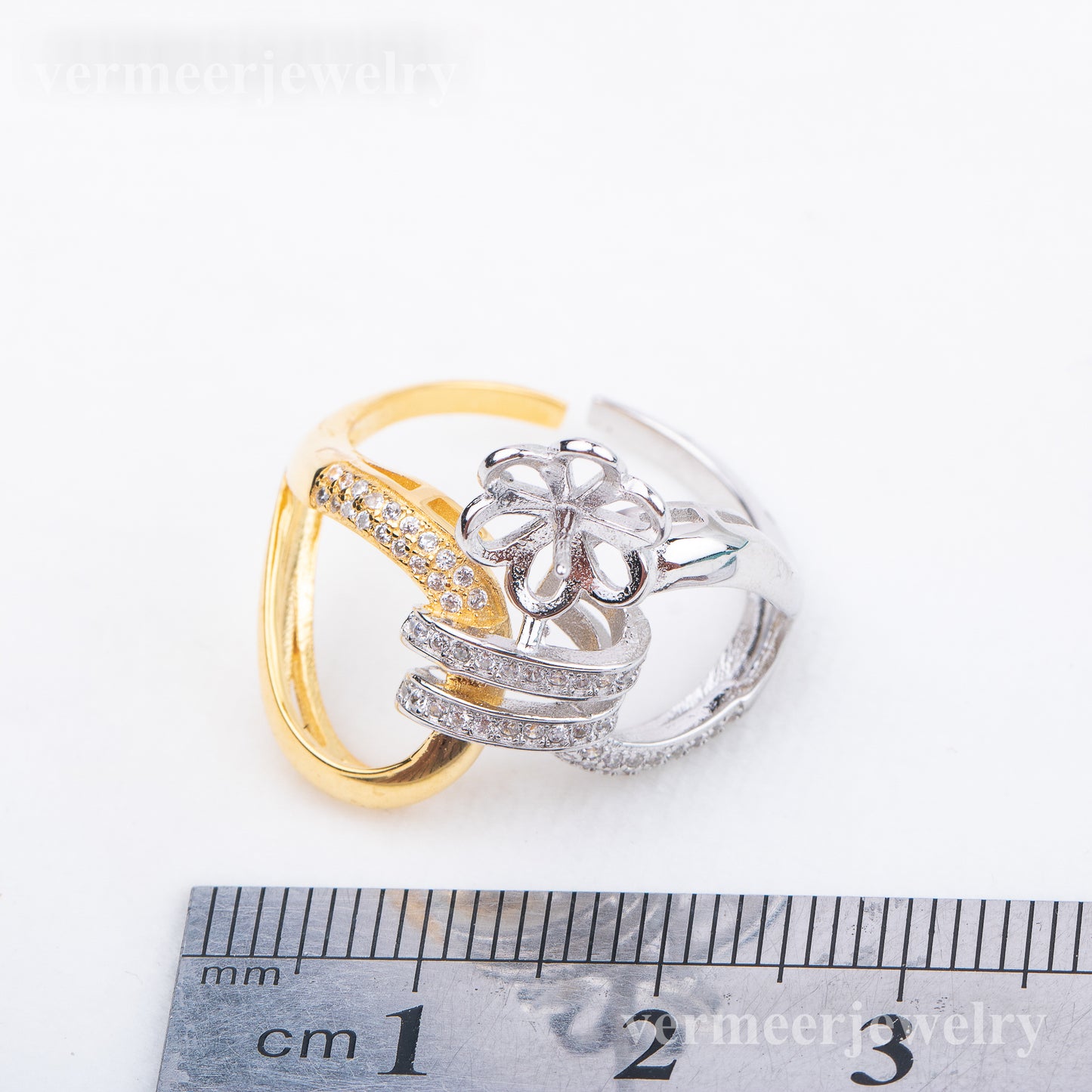 r010686 DIY 7-8mm Natural Freshwater pearl Ring accessory 925 sterling silver Adjustable size engagement jewelry ring for women