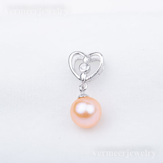 P010840 DIY 7-9mm Natural Freshwater pearl pendant accessory 925 sterling silver engagement jewelry necklace for women