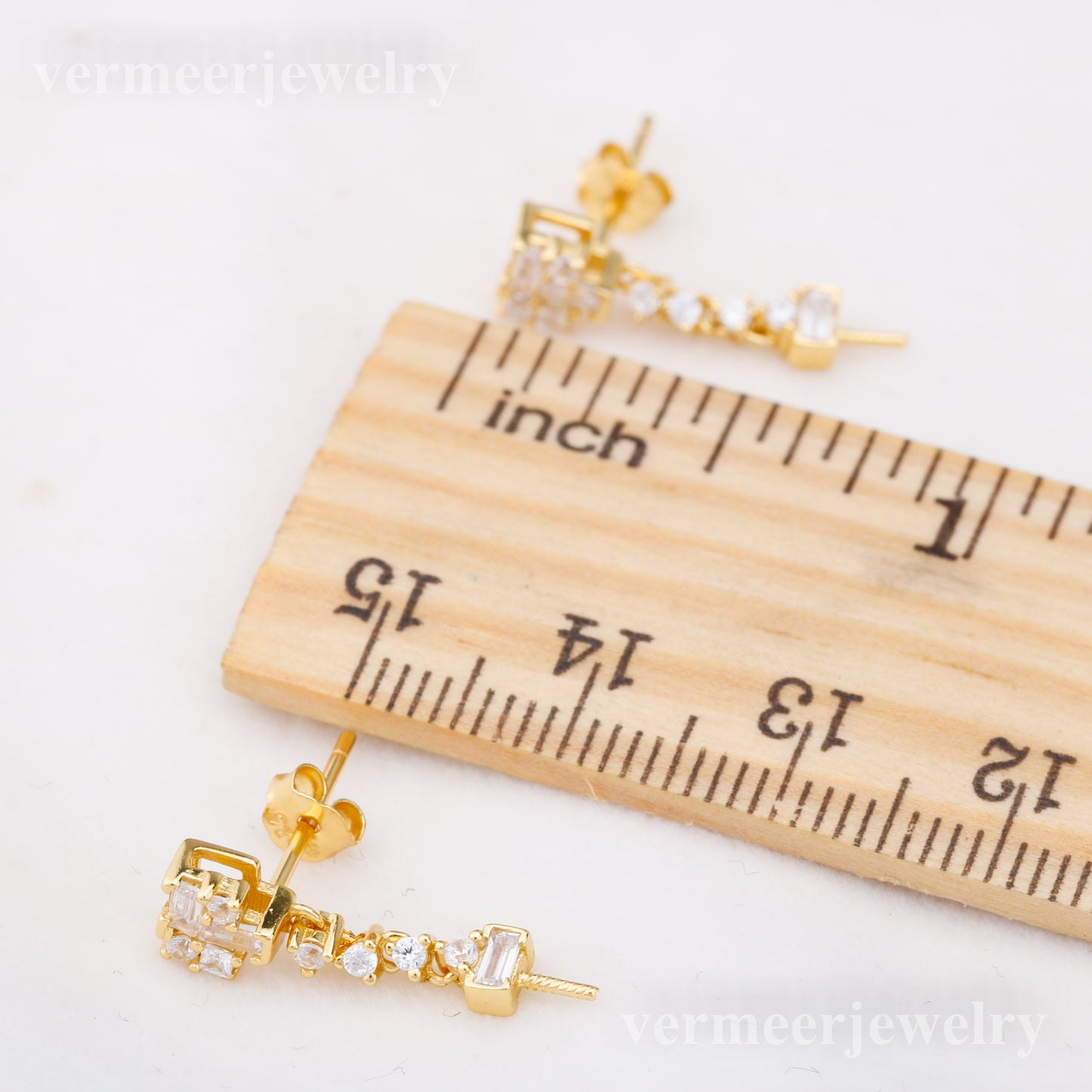 e010885 S925 pearl earring 925 sterling silver DIY 7-8mm Natural Freshwater pearl stud earring for women