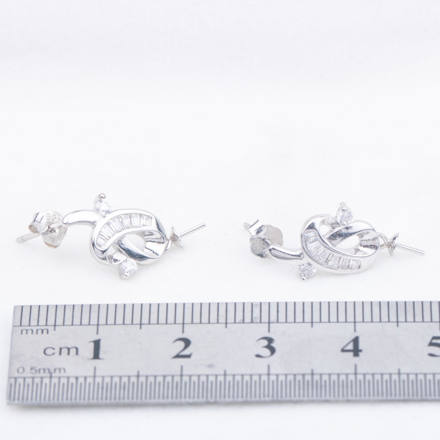 e010758 S925 pearl earring 925 sterling silver DIY 7-8mm Natural Freshwater pearl stud earring for women