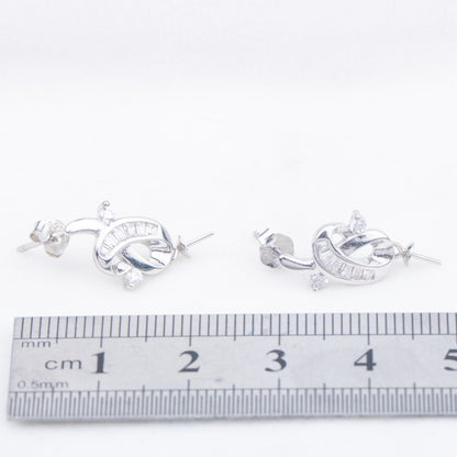 e010758 S925 pearl earring 925 sterling silver DIY 7-8mm Natural Freshwater pearl stud earring for women