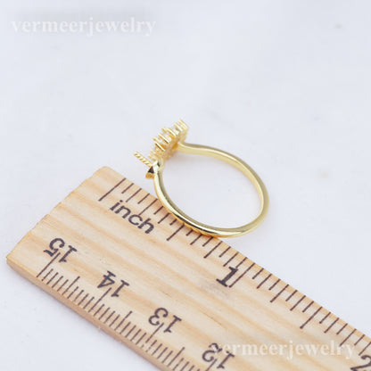 r010931 DIY 6-8mm Natural Freshwater pearl Ring accessory 925 sterling silver Adjustable size engagement jewelry ring for women