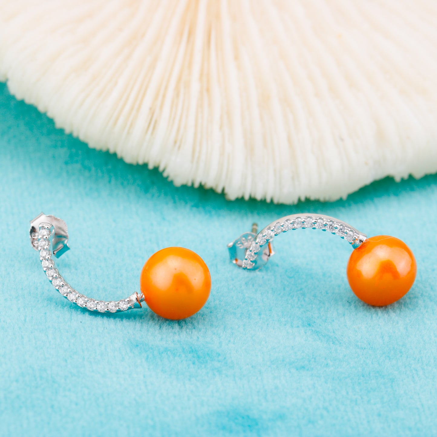 e010866 S925 pearl earring 925 sterling silver DIY 7-8mm Natural Freshwater pearl stud earring for women