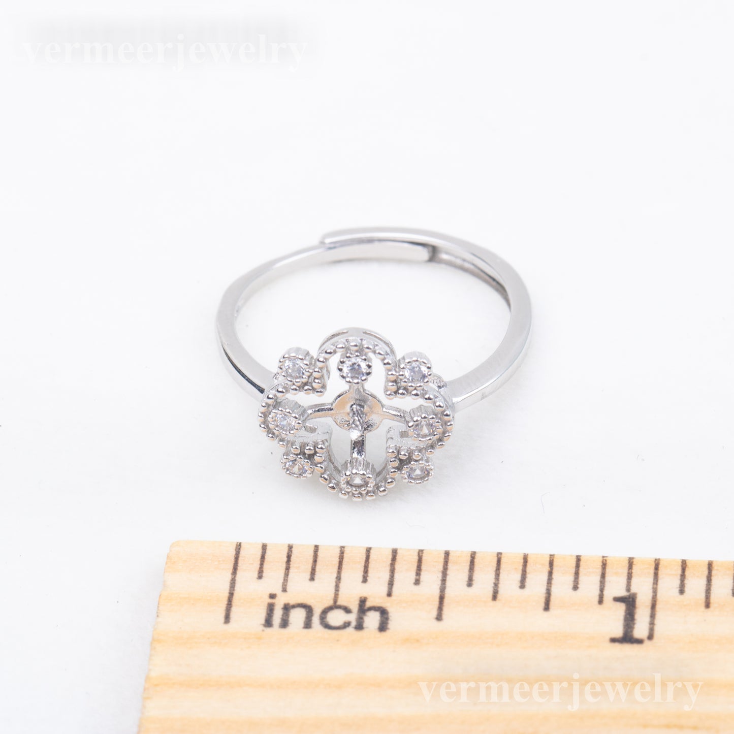 r010855DIY 5-6mm Natural Freshwater pearl Ring accessory 925 sterling silver Adjustable size engagement jewelry ring for women