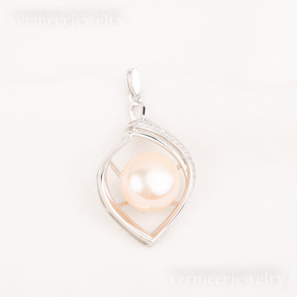 Pe010789 DIY 9-12mm Natural Freshwater pearl pendant accessory 925 sterling silver engagement jewelry necklace for women