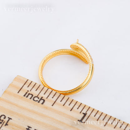 r010906 DIY 6-8mm Natural Freshwater pearl Ring accessory 925 sterling silver Adjustable size engagement jewelry ring for women