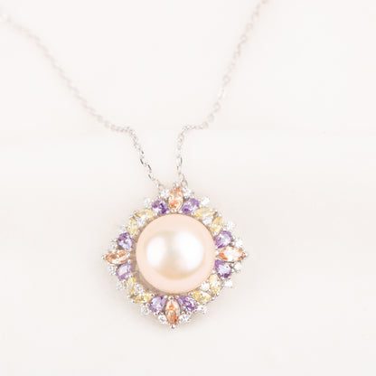 Pe010795 DIY 9-12mm Natural Freshwater pearl pendant accessory 925 sterling silver engagement jewelry necklace for women