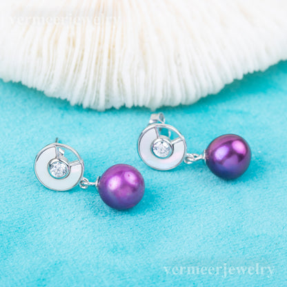 e010803 S925 pearl earring 925 sterling silver DIY 7-8mm Natural Freshwater pearl stud earring for women