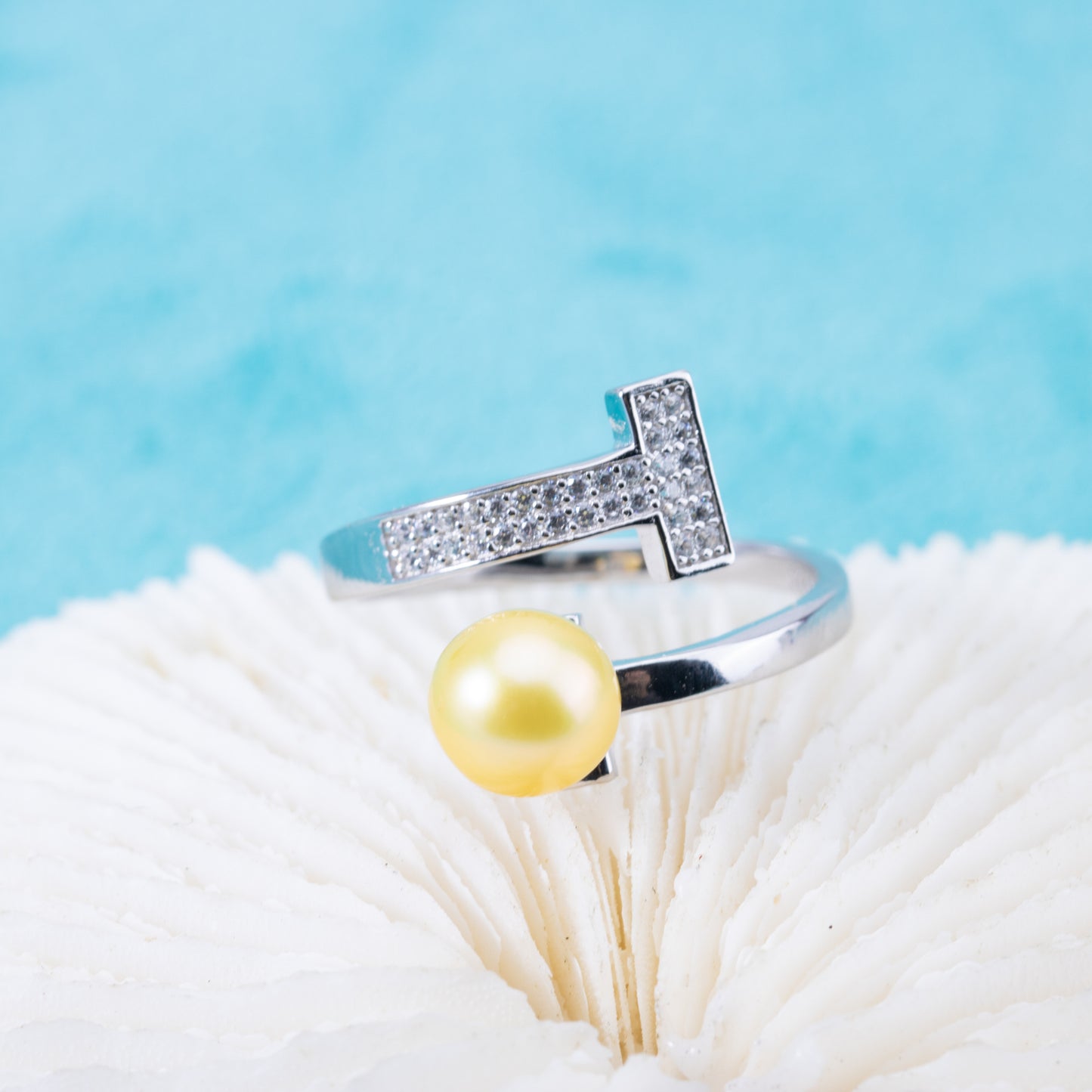 r010892 DIY 6-8mm Natural Freshwater pearl Ring accessory 925 sterling silver Adjustable size engagement jewelry ring for women