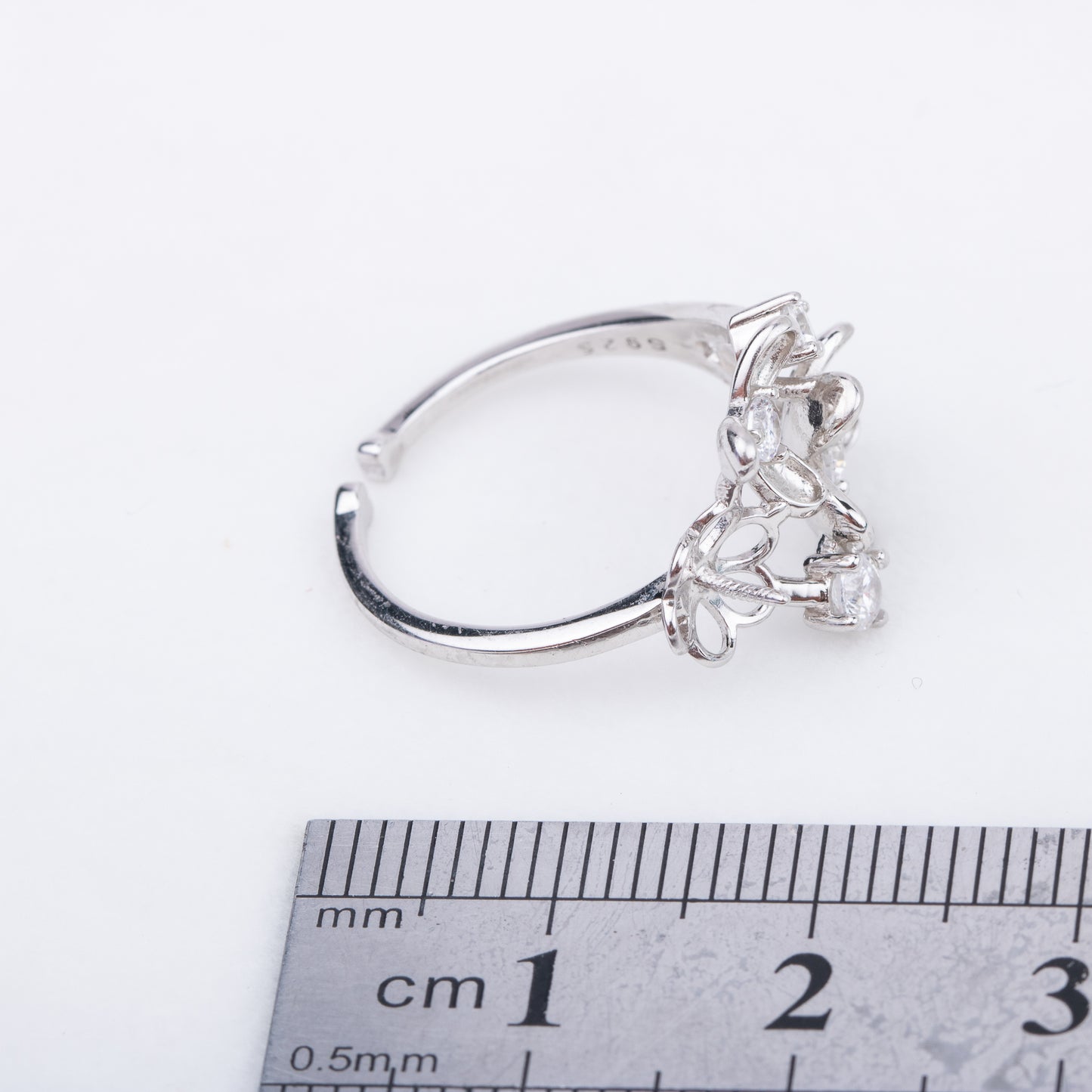 r010695 DIY 7-8mm Natural Freshwater pearl Ring accessory 925 sterling silver Adjustable size engagement jewelry ring for women