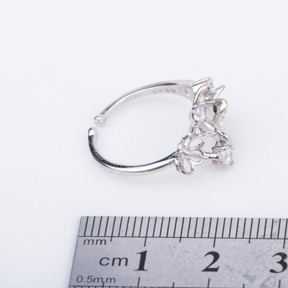 r010695 DIY 7-8mm Natural Freshwater pearl Ring accessory 925 sterling silver Adjustable size engagement jewelry ring for women