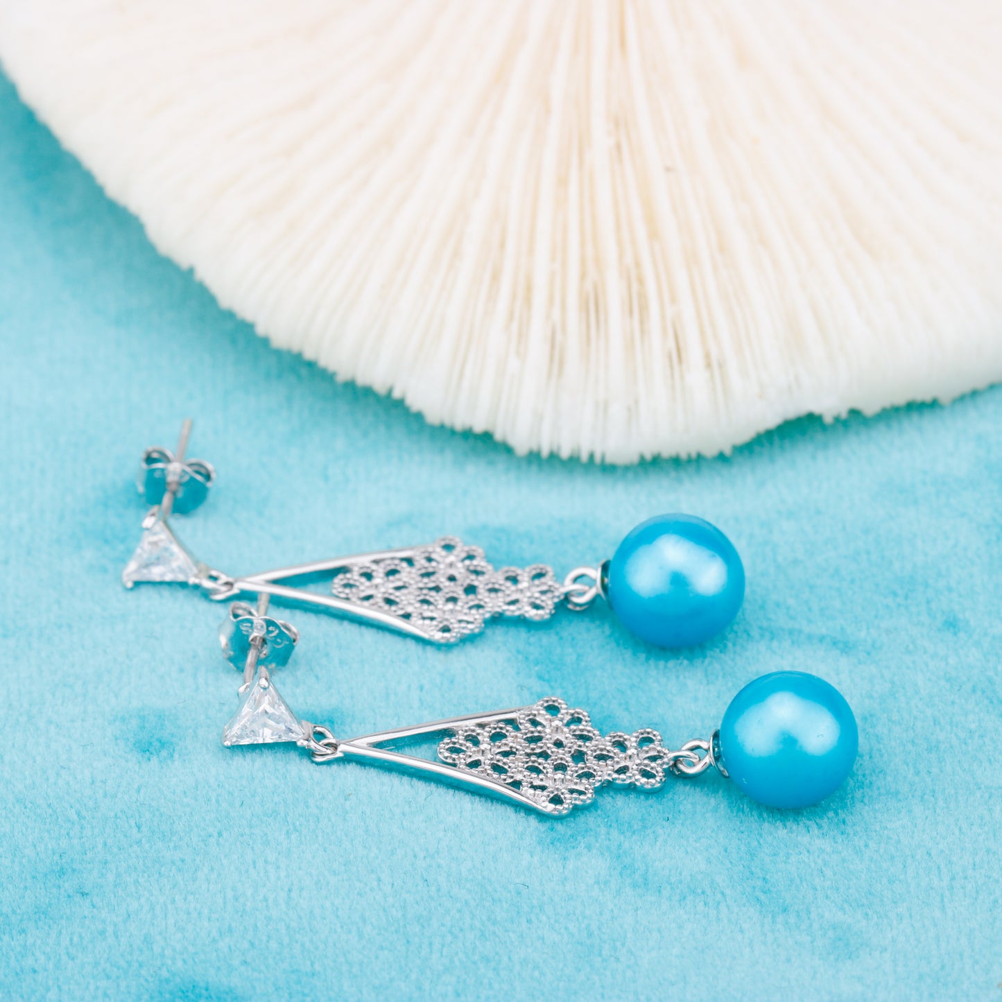 e010890 S925 pearl earring 925 sterling silver DIY 7-8mm Natural Freshwater pearl stud earring for women