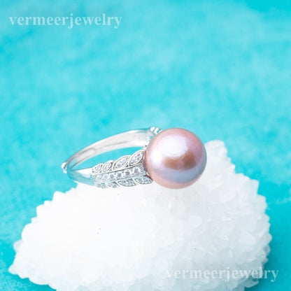 re010867 DIY 9-11mm Natural Freshwater pearl Ring accessory 925 sterling silver Adjustable size engagement ring for women