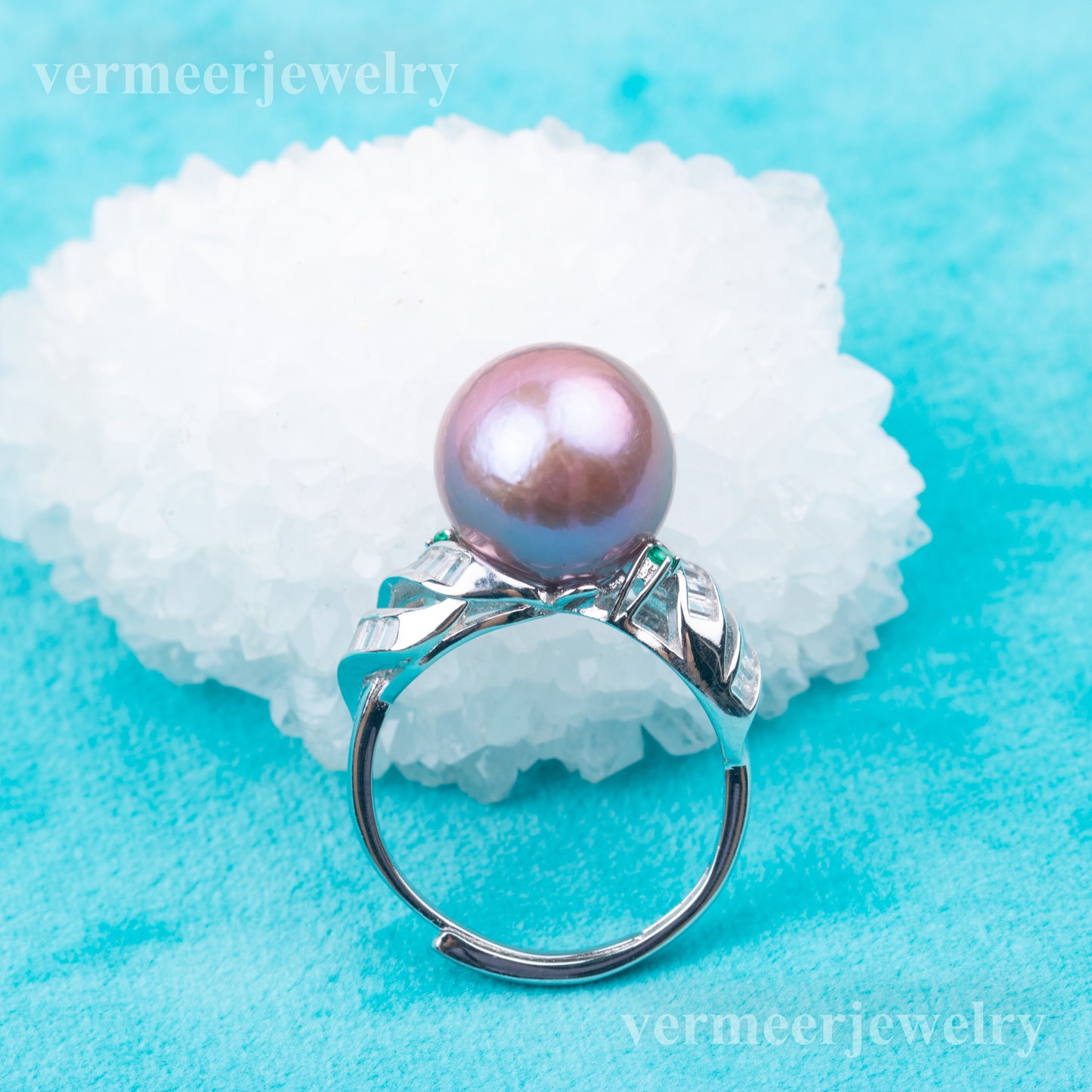 re010861DIY 9-11mm Natural Freshwater pearl Ring accessory 925 sterling silver Adjustable size engagement ring for women