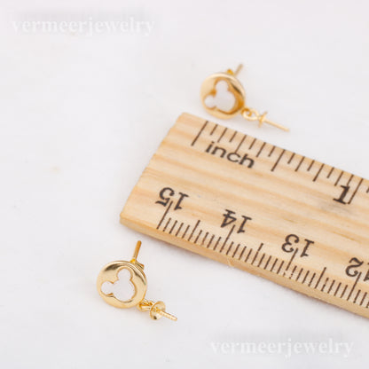 e010881 S925 pearl earring 925 sterling silver DIY 7-8mm Natural Freshwater pearl stud earring for women