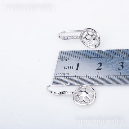 e010715 S925 pearl earring 925 sterling silver DIY 7-8mm Natural Freshwater pearl stud earring for women