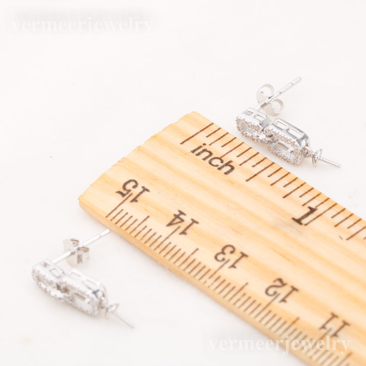 e010873 S925 pearl earring 925 sterling silver DIY 7-8mm Natural Freshwater pearl stud earring for women