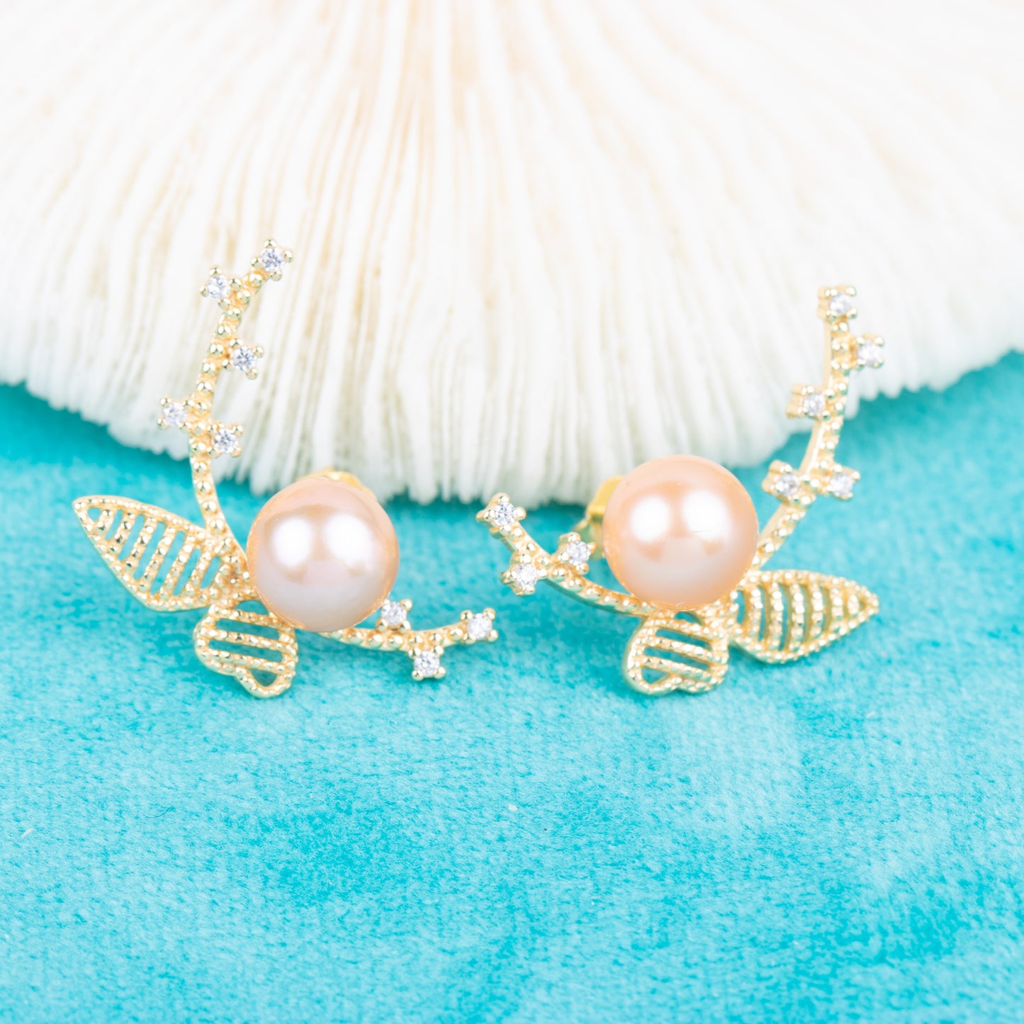 e040800 S925 pearl earring 925 sterling silver DIY 7-8mm Natural Freshwater pearl stud earring for women