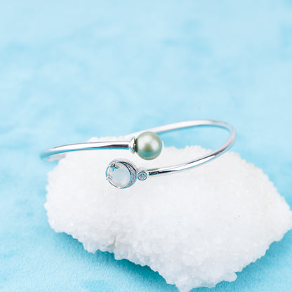 b010235  DIY 7-8mm Natural Freshwater pearl bracelet accessory 925 sterling silver adjustable chain bracelet for women