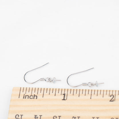 S925 simple Earring fish Hooks with bail for pearl For Jewelry Accessories Making DIY