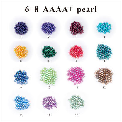 Wholesale 15colors 6-8mm AAAA+ grade loose freshwater pearl round shape no hole bead for pearl party